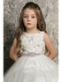 Petite Adele Little Girls Ivory 3D Floral Beaded Belt Flower Girl Dress 2-6 - SophiasStyle.com